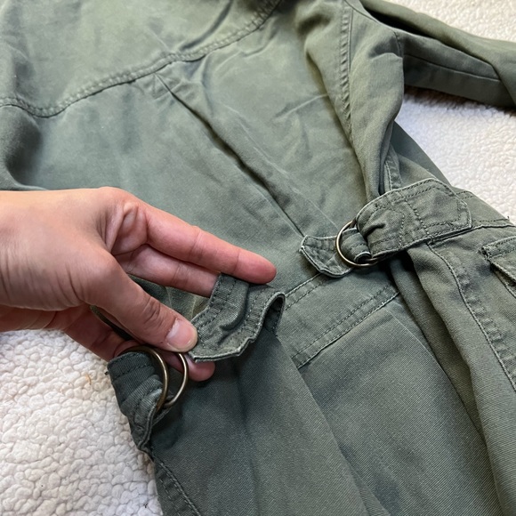 Giacca army green utility military jacket striped lining 100% cotton overcoat - Picture 13 of 16